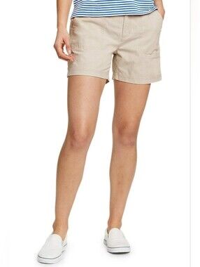 Eddie Bauer Women's Light Beige Cotton Shorts with Subtle Stitching ~ Size 8